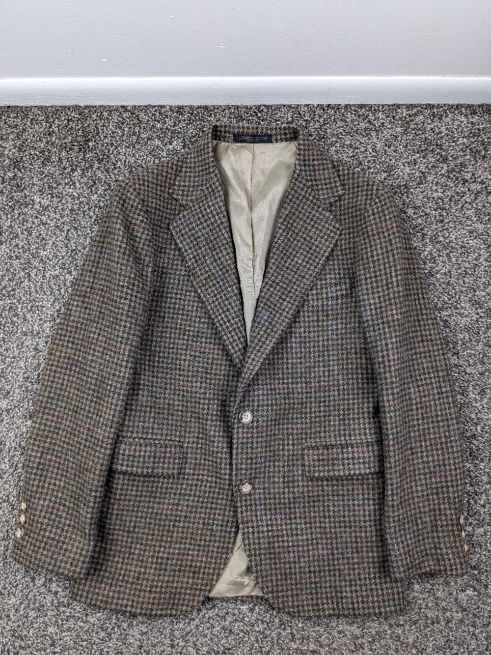 Vintage Gant Blazer Jacket Tweed Wool Houndstooth Windowpane Plaid Boys 14